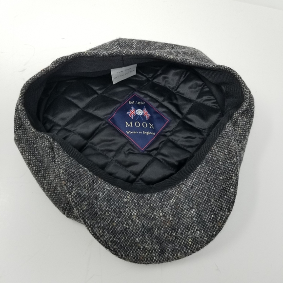 Moon Mens Wool Tweed Newsboy Flat Cap 8 Panel Button Gray Size Large 59cm - Picture 7 of 12